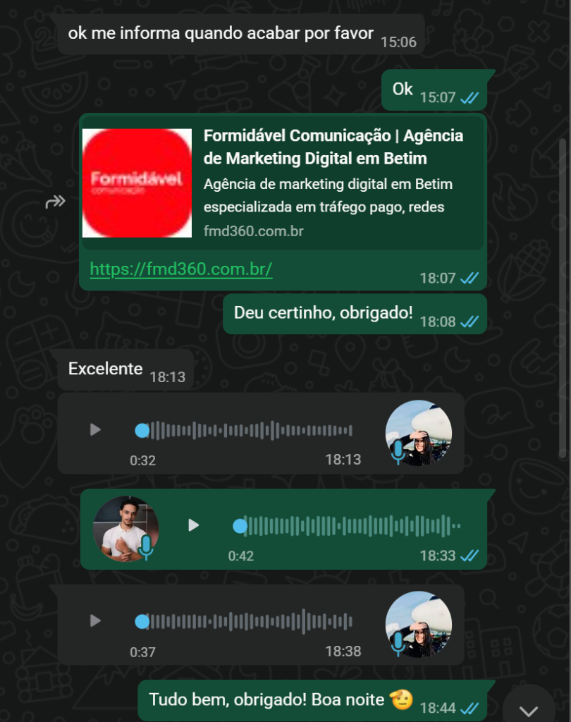 Venda real no WhatsApp