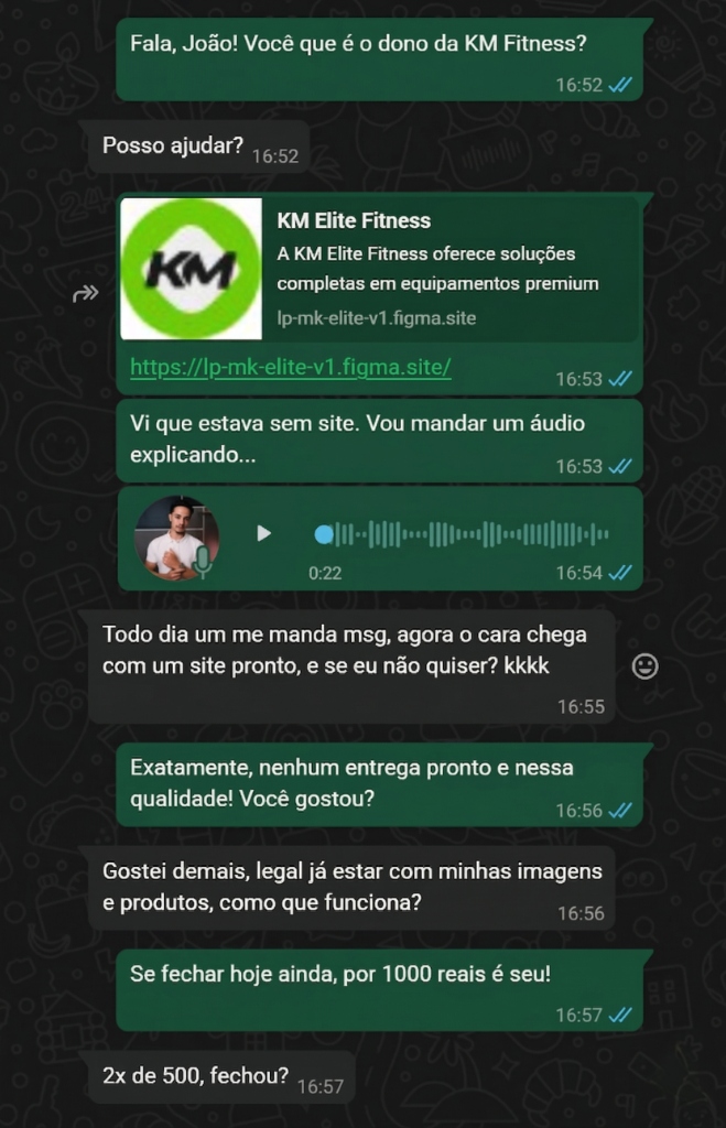 Venda real no WhatsApp
